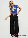 Naylor Wide Leg Jeans Washed Black Denim Petite