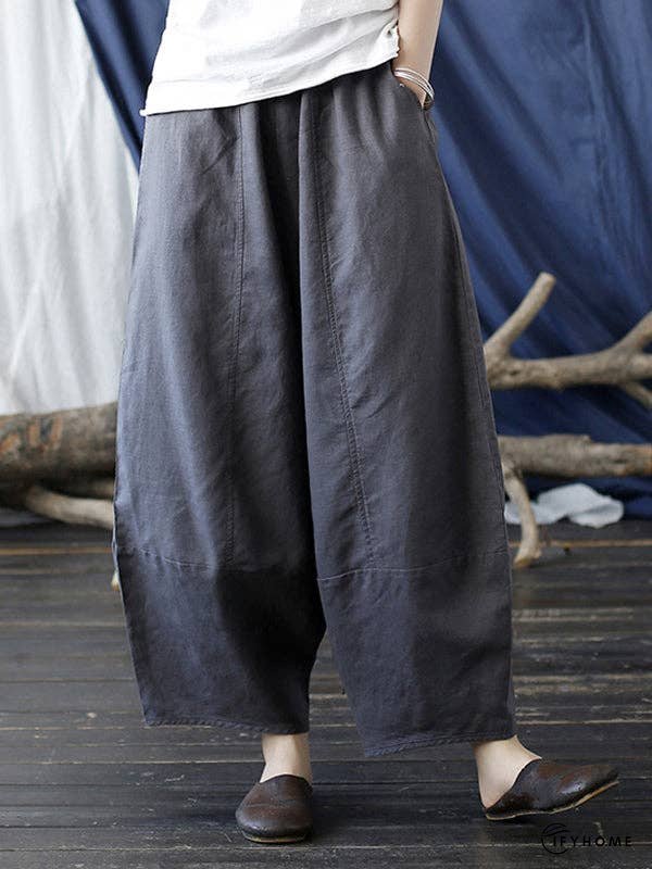 Simple Solid Color Elasticity Waisted Wide Leg Pants | IFYHOME