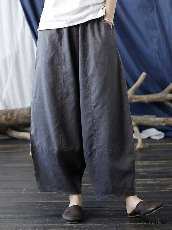 Simple Solid Color Elasticity Waisted Wide Leg Pants | IFYHOME