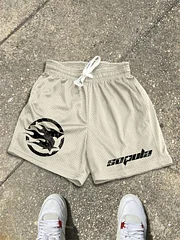 Sopula Basic Vintage Alphabet Graphic Mesh Shorts