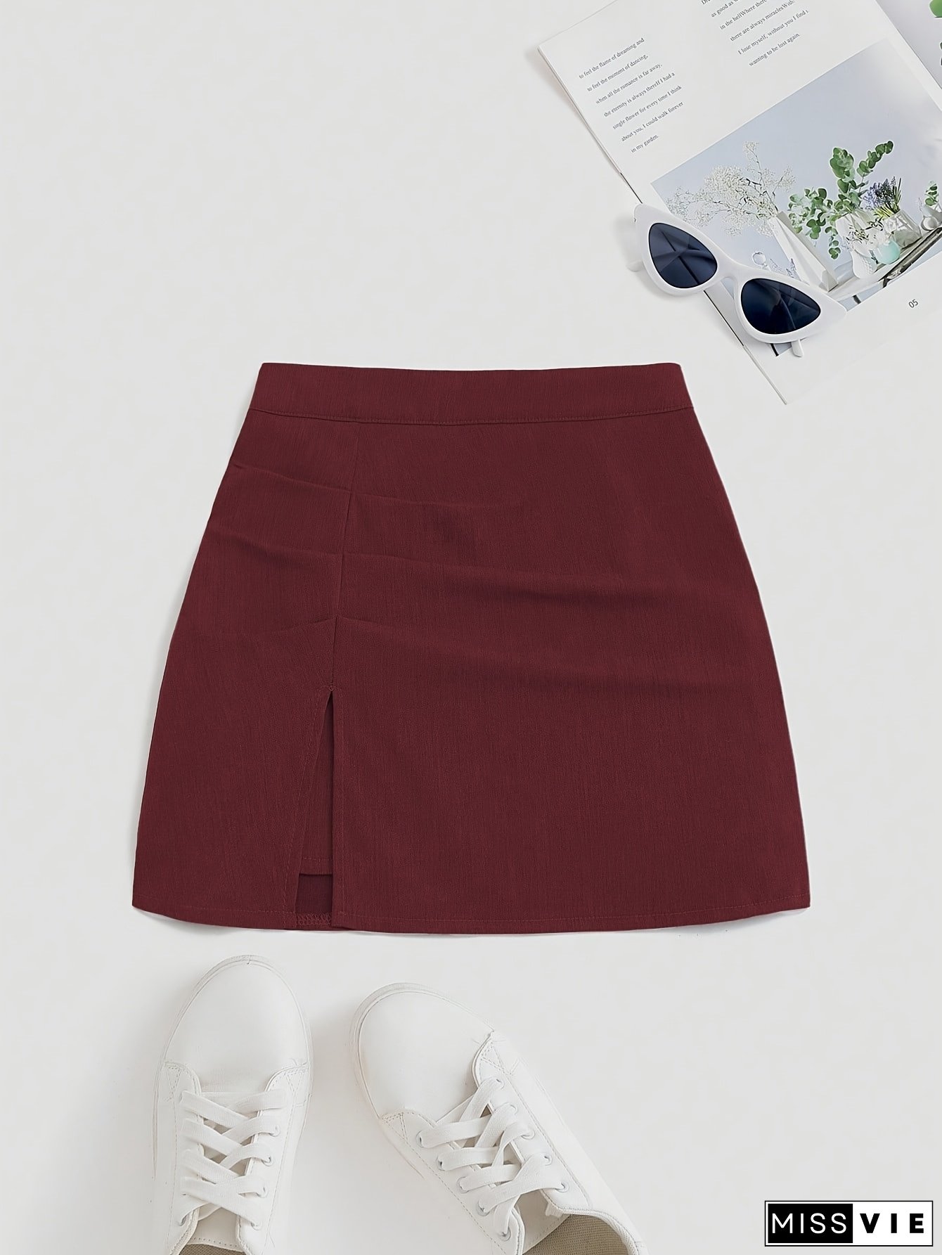 Women&lsquo;s Pleated A-Line Skirt with Slits