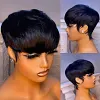 Glueless  Black Short Straight Bob Pixe Cut Hair