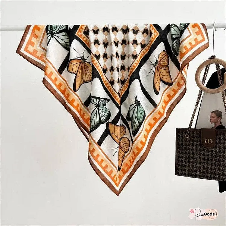 Vintage Floral Print Silk Scarf - Stylish And Versatile