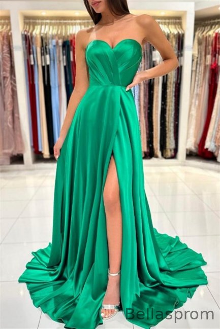 Bellasprom Emerald Sweetheart Long Prom Dress Sleeveless With Slit Bellasprom