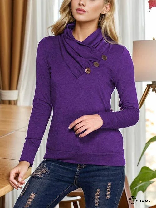 Buttoned Mock Neck Long Sleeve Blouse | IFYHOME