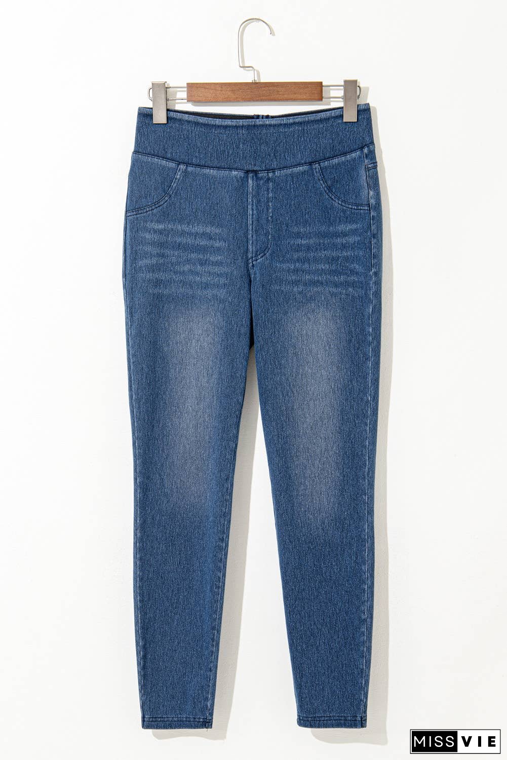 Elastic Waist Ankle Length Mid Waist Jeggings