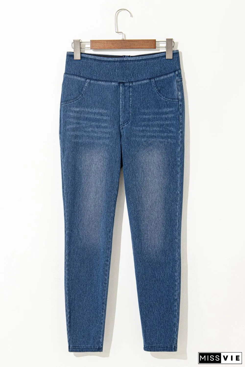 Elastic Waist Ankle Length Mid Waist Jeggings