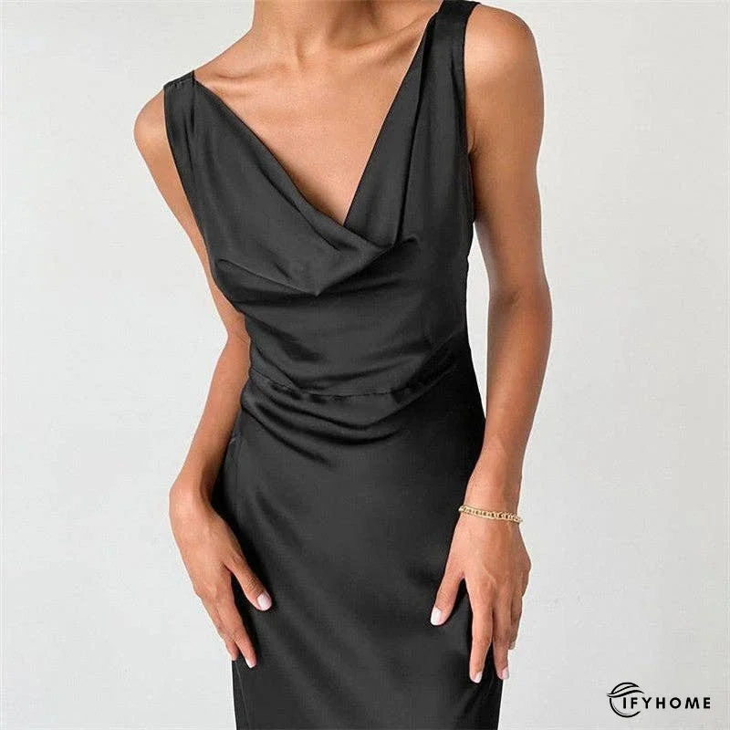 Stylish Black Sleeveless Backless Gowns Long Dresses | IFYHOME