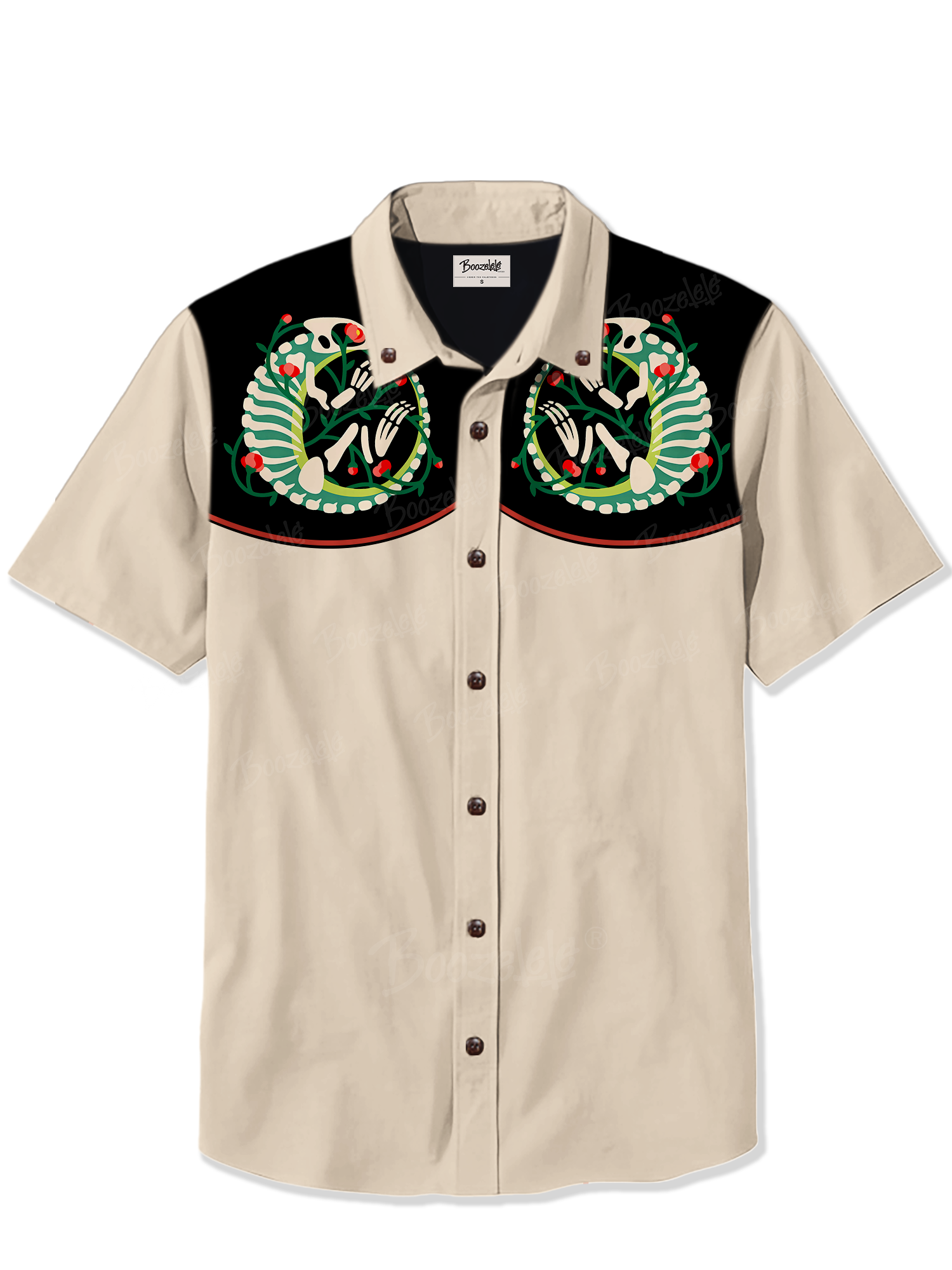 Dinosaur Skull Flower Retro - 100% Cotton Shirt