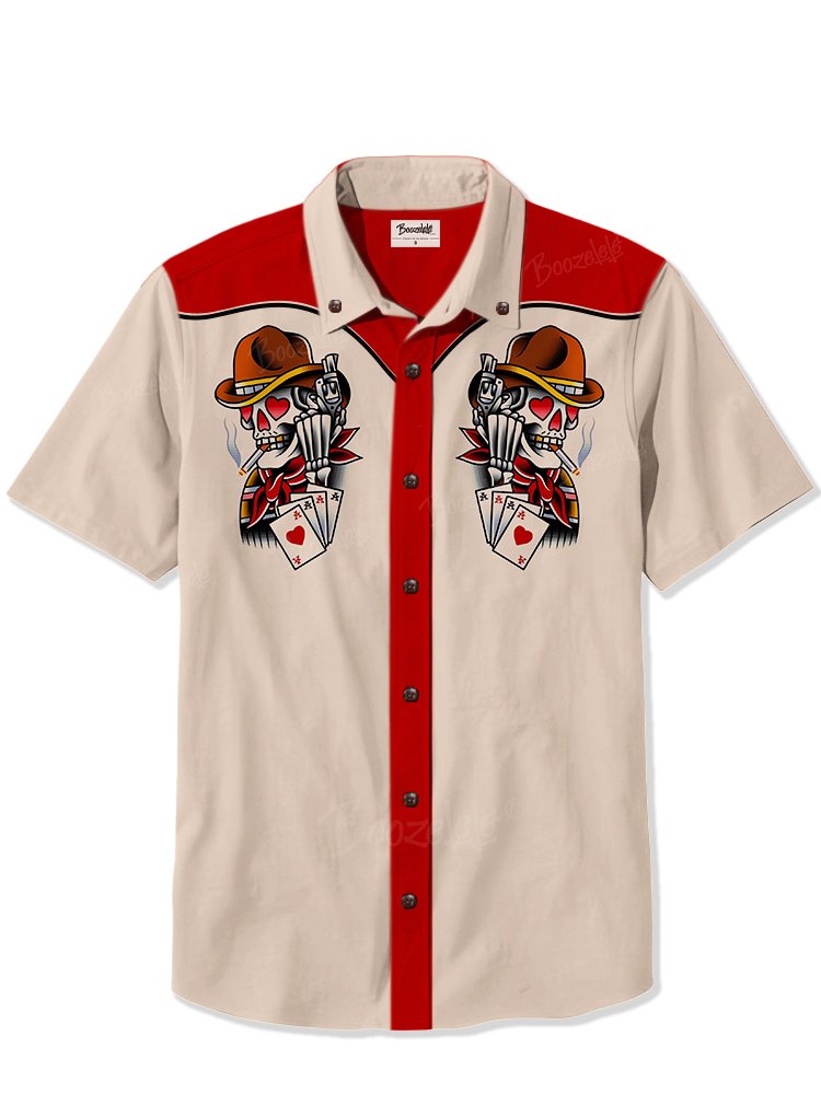Skull Cowboy And Gun - 100% Cotton Shirt