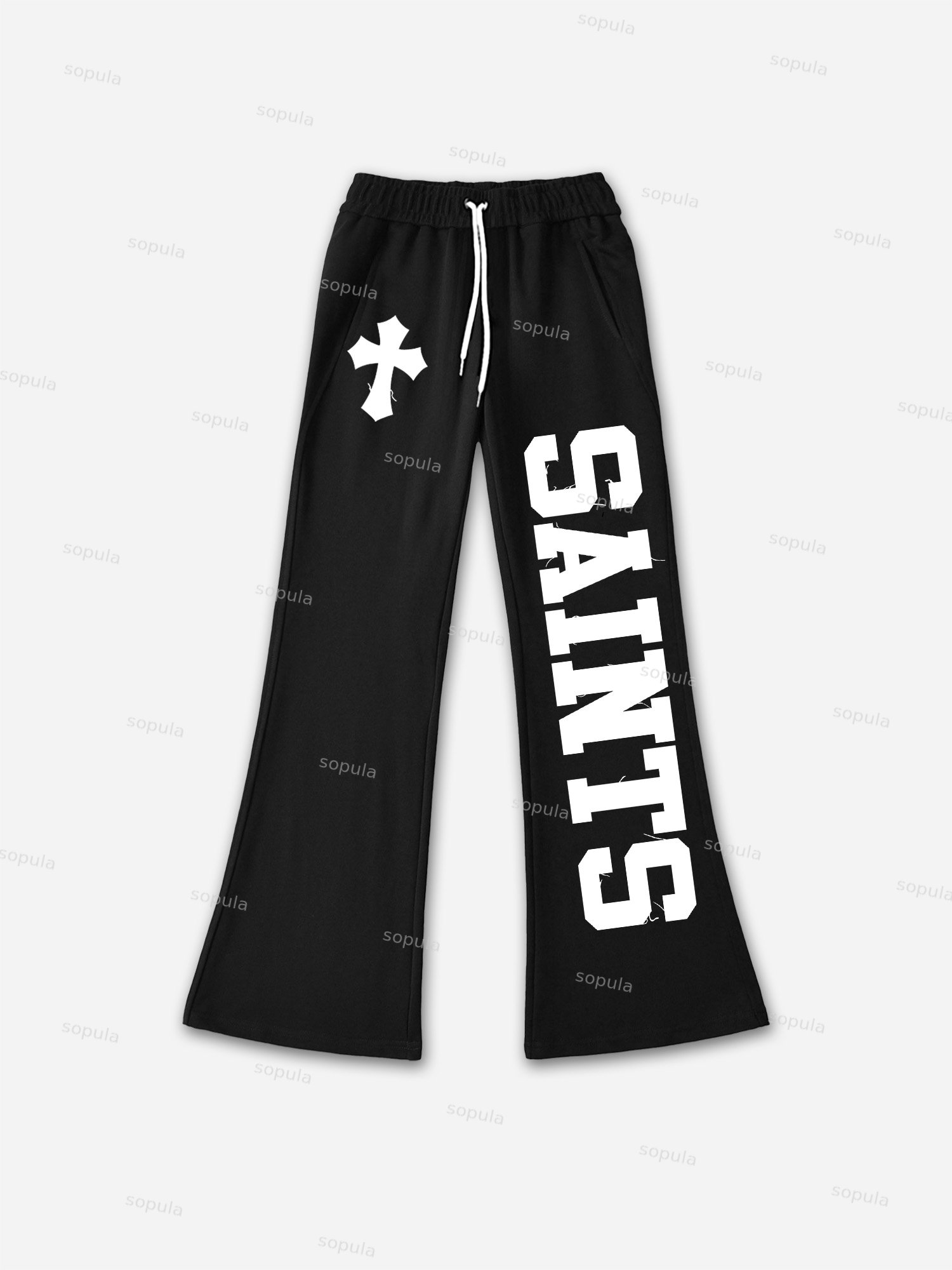 Vintage Saint Print Casual Flared Sweatpants - Sopula｜Premium Graphic Tees & Graphic Clothing