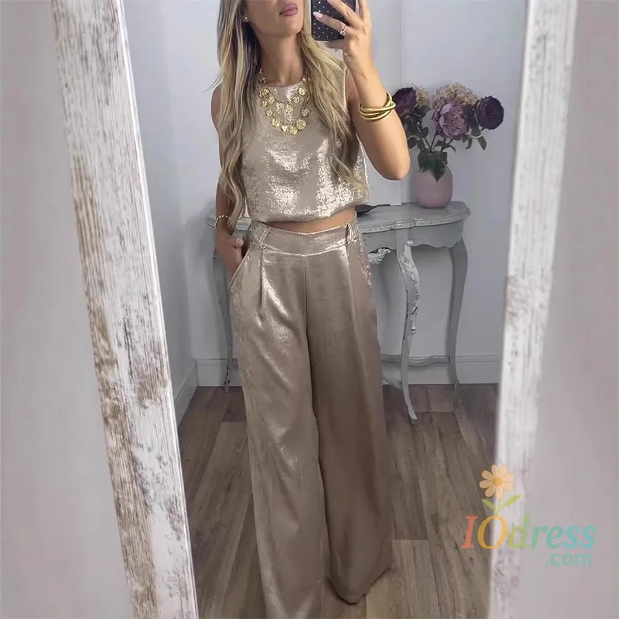 IO dress 2026 Spring New In Matching Sets 2 Pieces Set For Woman Two Piece Outfits Camis Pants Slim Trendy Solid Color Fashion Sleeveless IO Dress