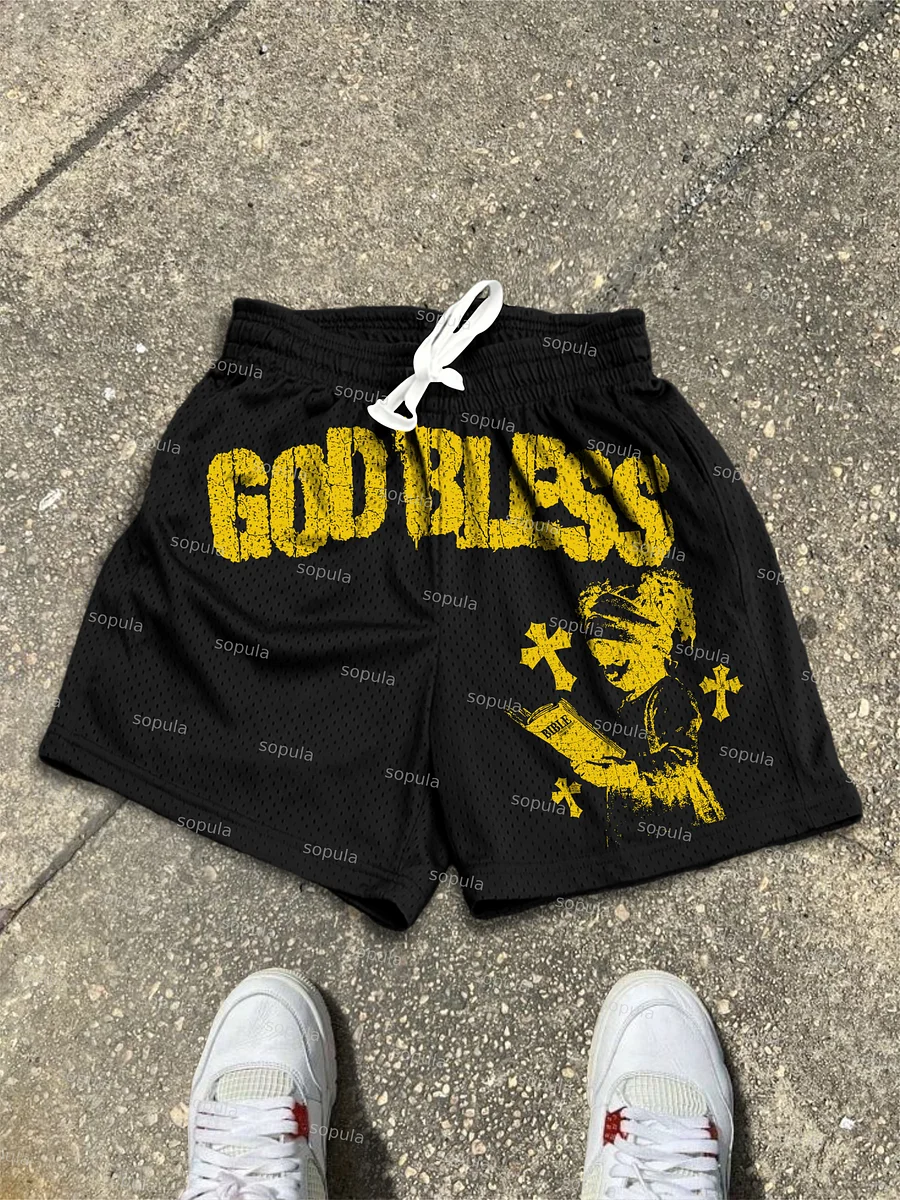 God Bless Children's Prayer Graphic Mesh Shorts