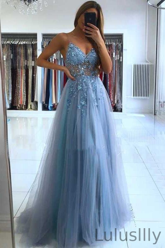 Stunning Spaghetti-Straps Beadings Long Prom Dress With Split On Sale - lulusllly