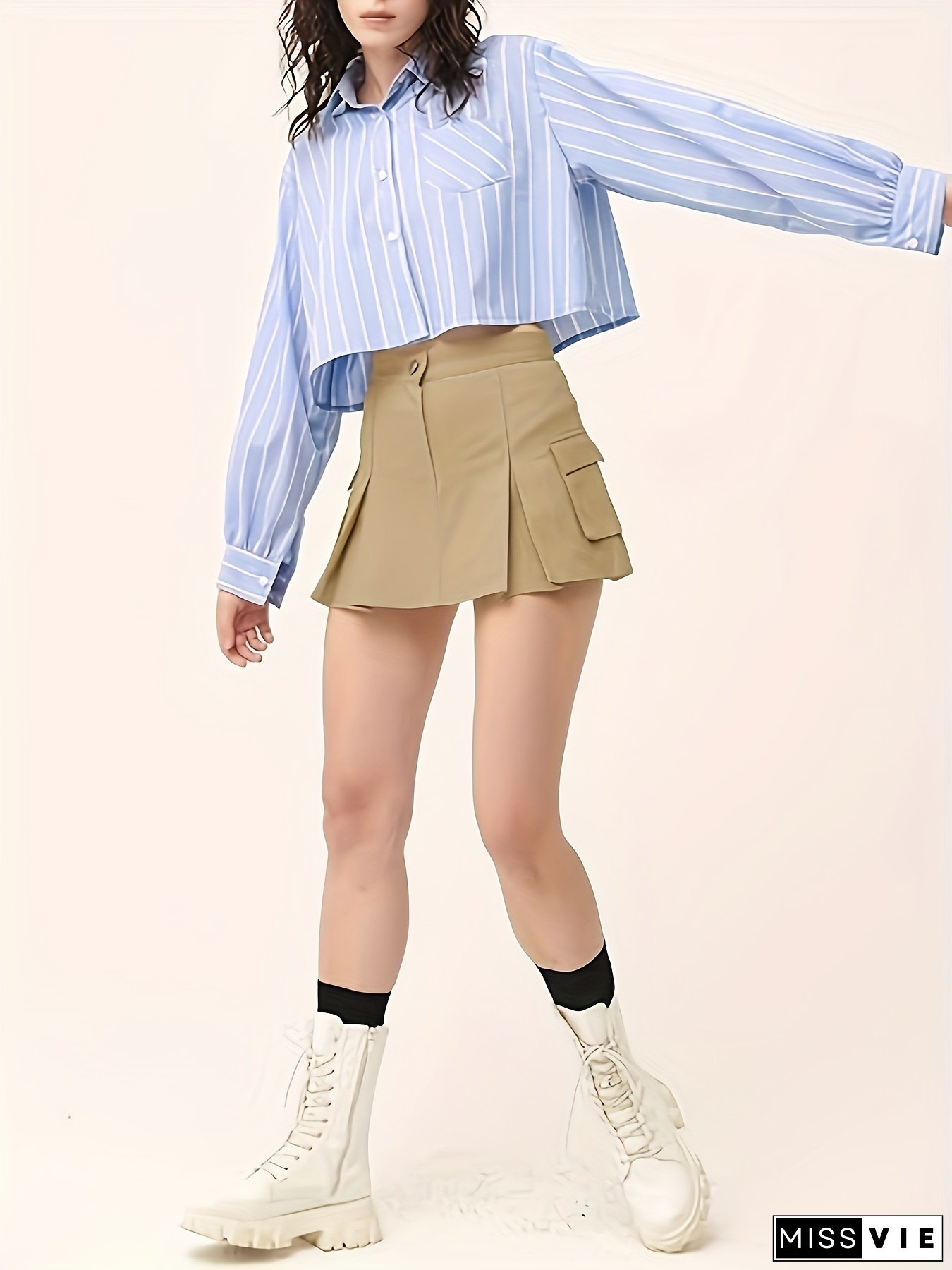 Women's High-Waisted Y2K Pleated Mini Skort - Stretchy Cargo Skirt with Shorts, Lightweight & Breathable for Summer Fashion, Perfect for Casual or Y2K Style Outfits