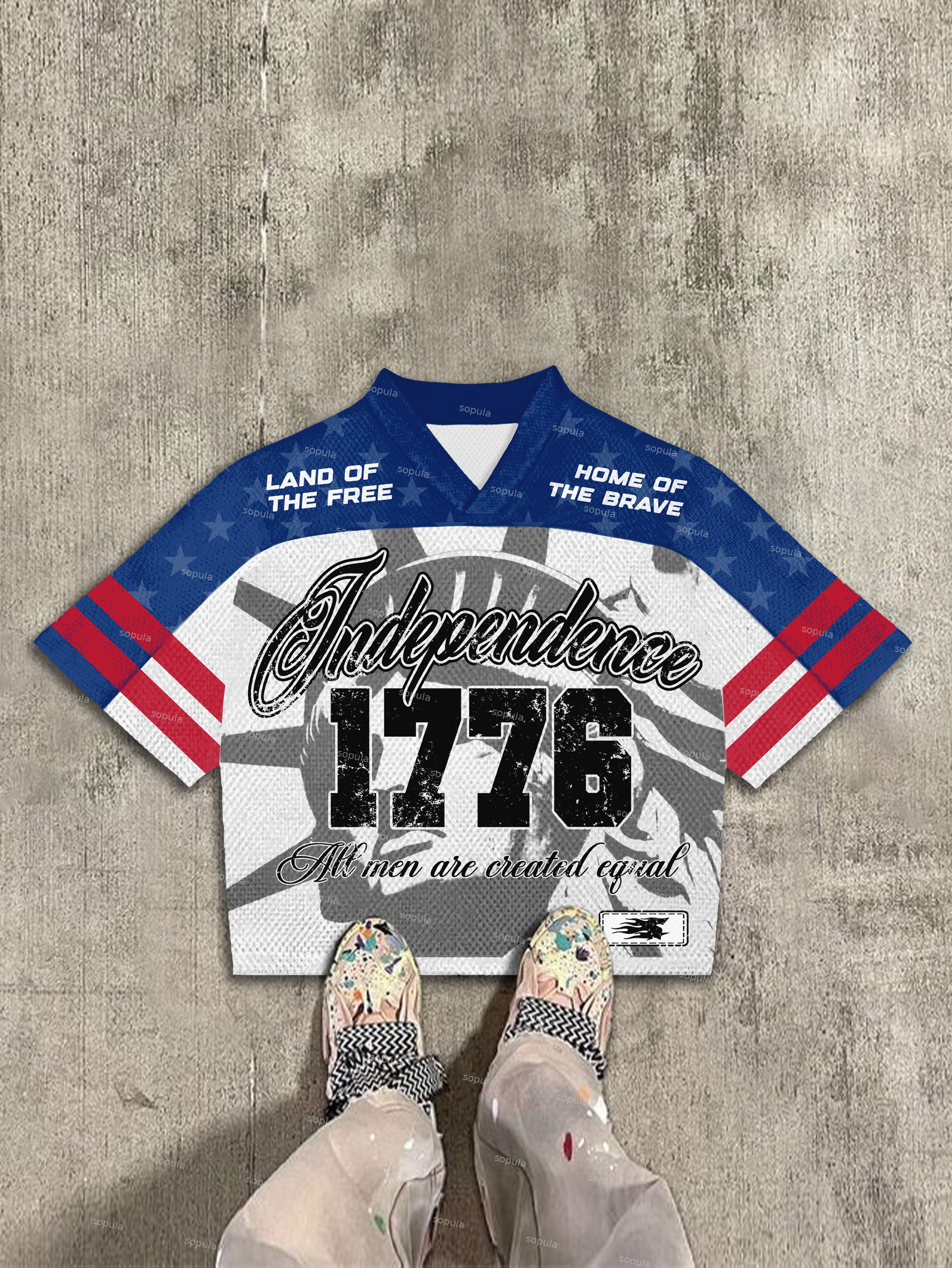 Independence Day Vintage Football Jersey Graphic T-shirt