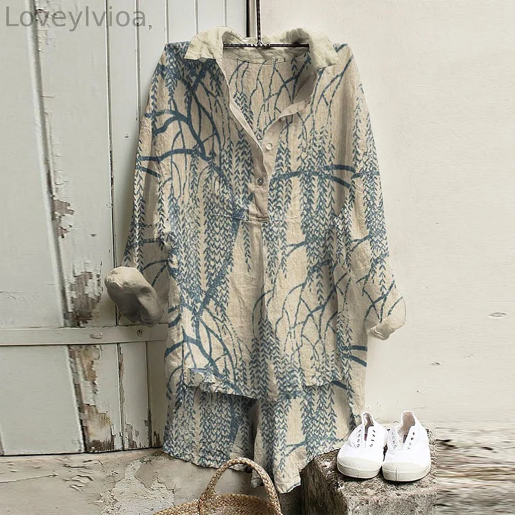 Retro Walking In A Japanese Garden Painting Art Woven Tunic