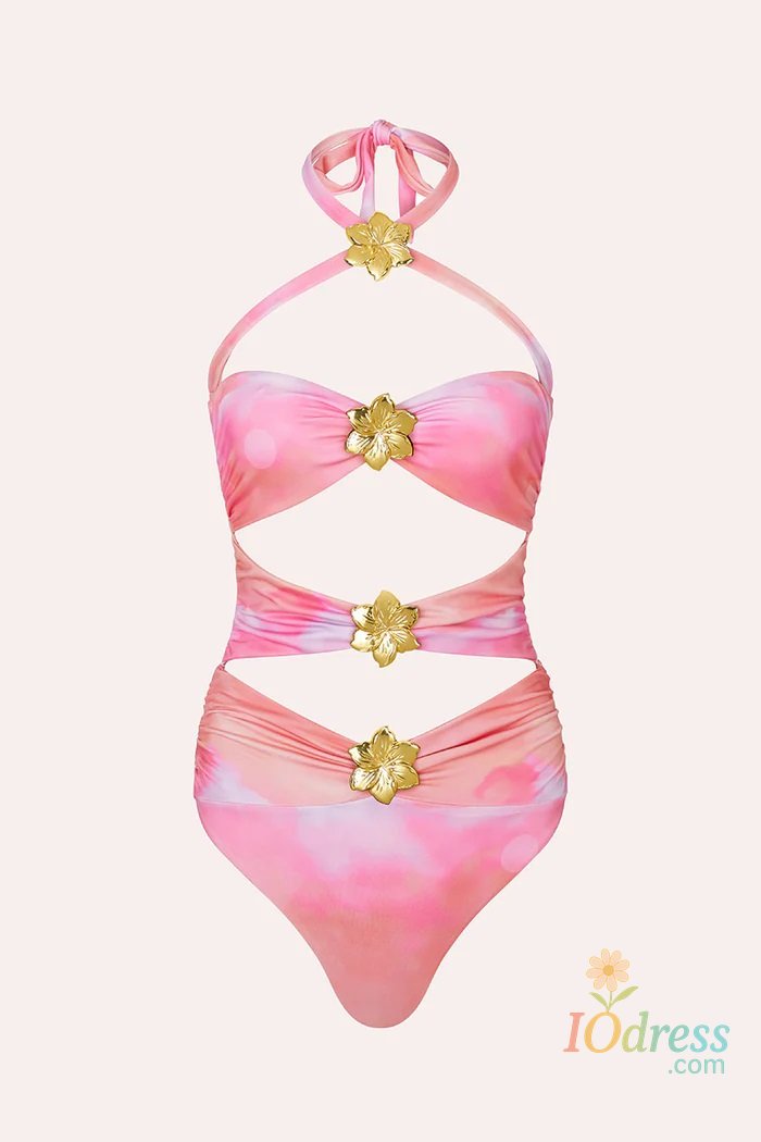 IO Dress 2025 New Arrival Pants Set With Women Swimsuit Fashion Halter Cut Out Lady Swimwear Summer Holiday Outfits Female Beach Wear