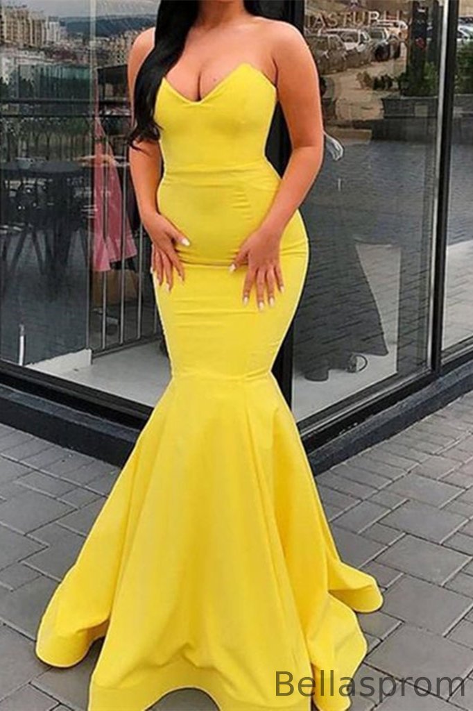 Bellasprom Yellow Long Evening Dress Sweetheart Mermaid Bellasprom