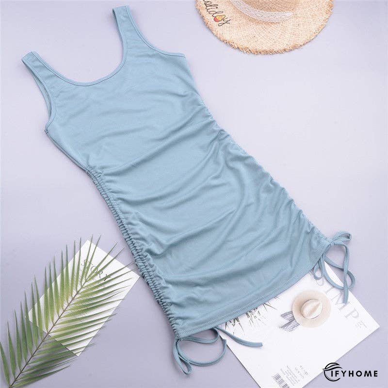 Sleeveless Solid Color Mini Dress Cover Up | IFYHOME