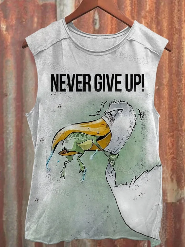 Teecade Teecade Funny Never Give Up Art Print Casual Tank Top