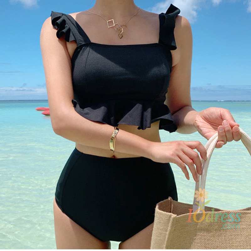 IO Dress High Waist Women's Bikini Set Padded Ruffle Biquini Suit Two Pieces Swimwear Swimsuit High Quality Beach Suit 2023