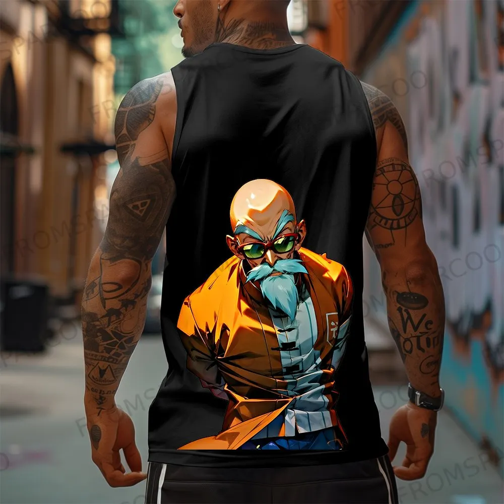 Casual anime print gym Tank Top