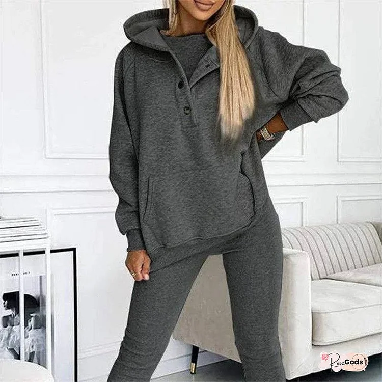Solid Color Hooded Sporty Casual Sweatshirt