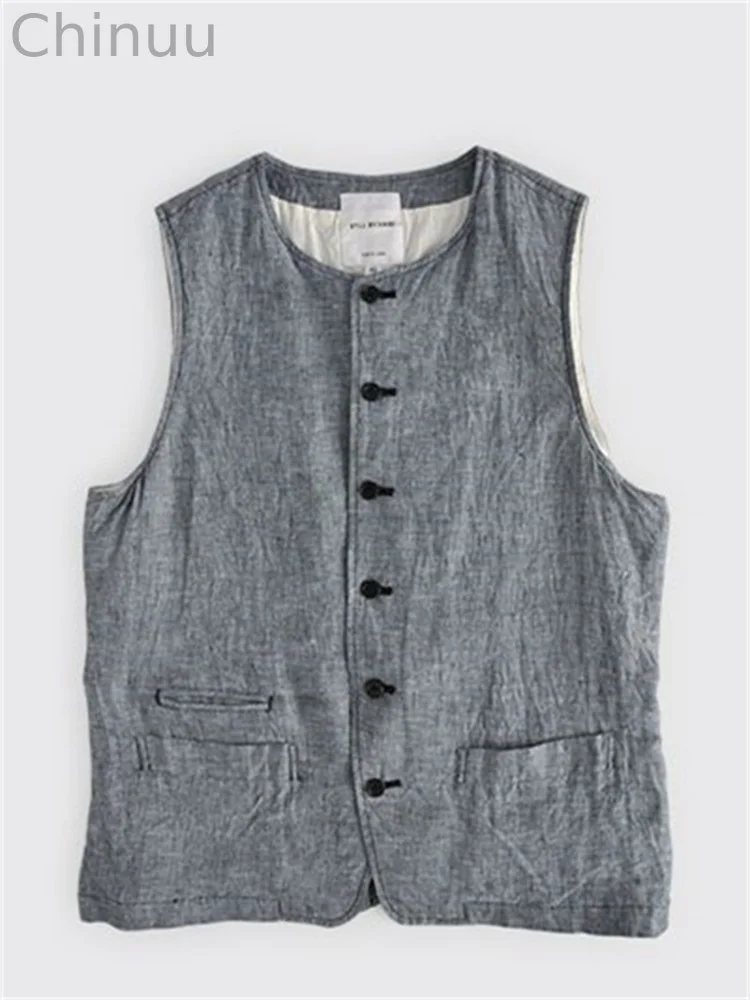 Vintage Classic Basic Linen Blend Vest