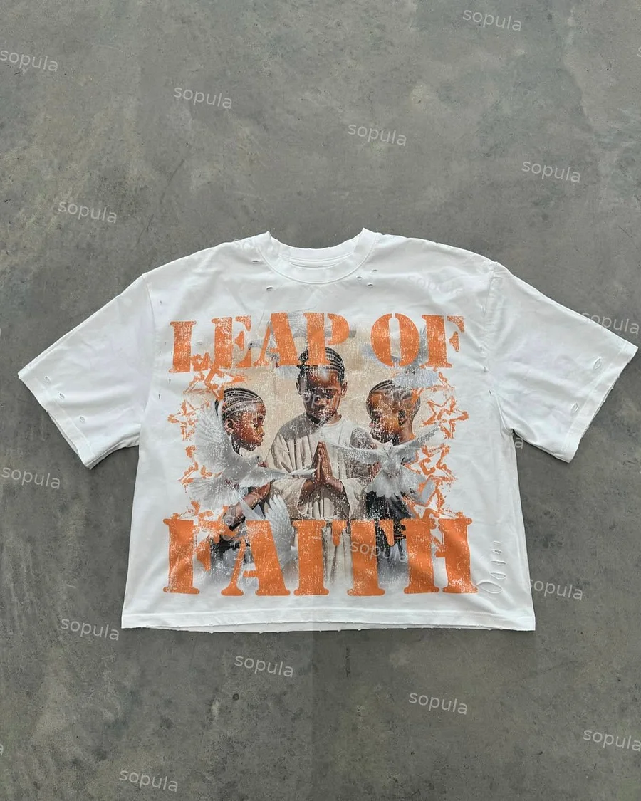 Sopula Vintage Leap Of Faith Graphic 100% Cotton T-Shirt