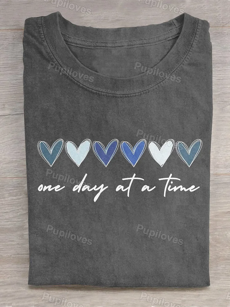 Pupiloves Pupiloves  One Day At A Time Art Print Casual T-shirt