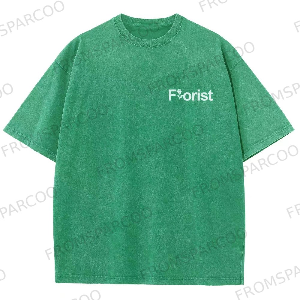 Florist Pattern Washed Vintage Short Sleeves T-Shirt