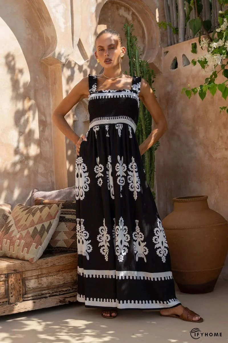 Boho Floral Spaghetti Strap Beach Vacation Dress | IFYHOME
