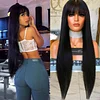 Glueless Natural Black Long Straight Wig With Bang