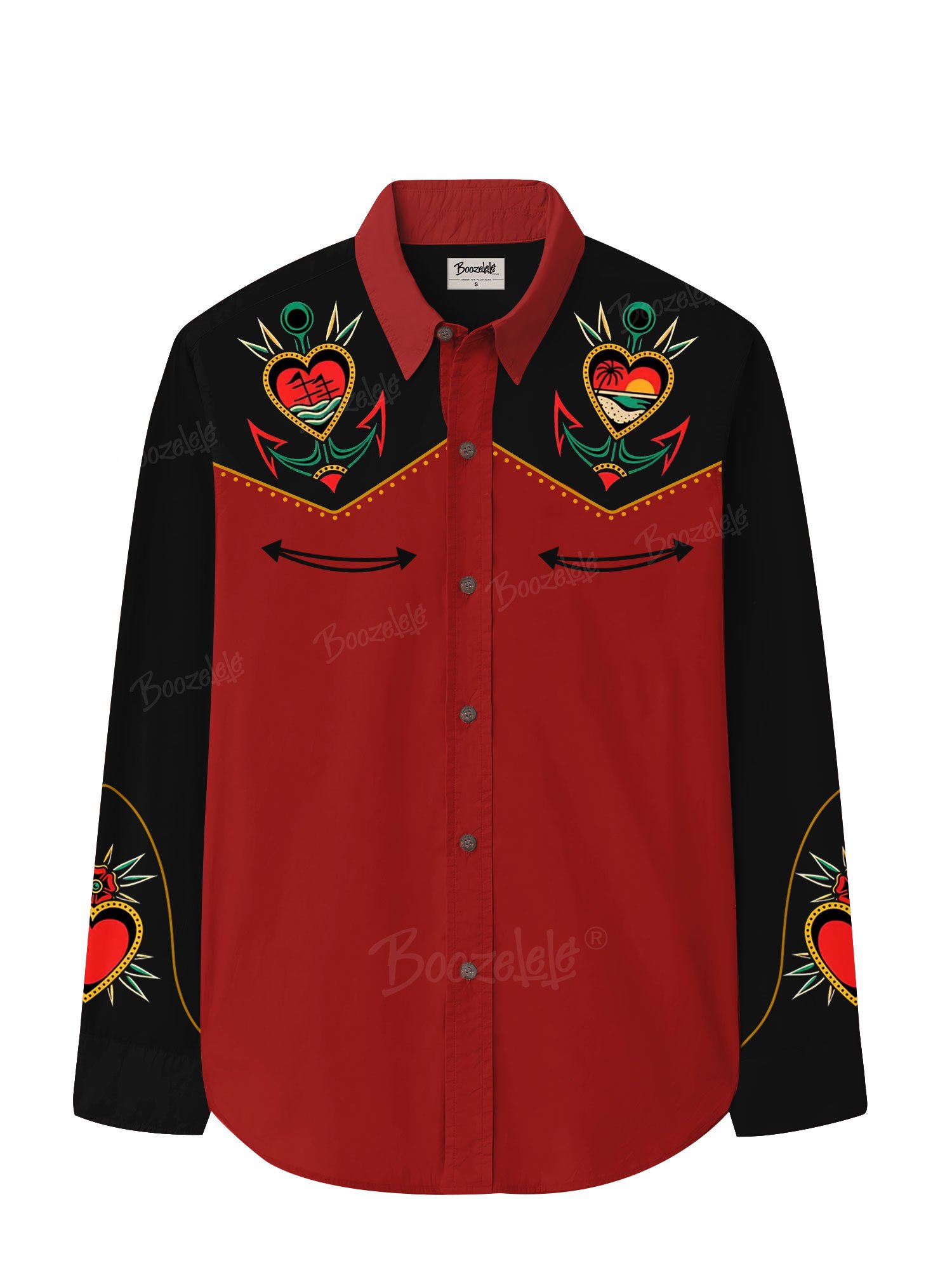 Western Cowboy Heart Pattern  Men's Shirt- 100% Cotton Shirt