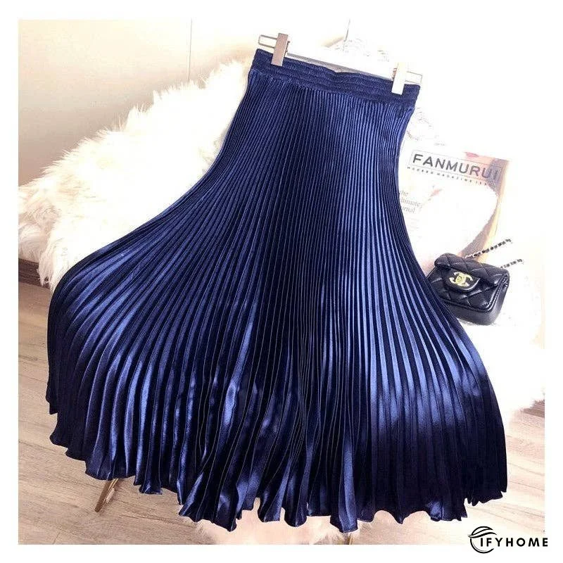 Bright Reflective Satin Pleated Mermaid Skirt Half Skirt | IFYHOME