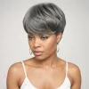 Glueless short Gray Pixie Cut Wig