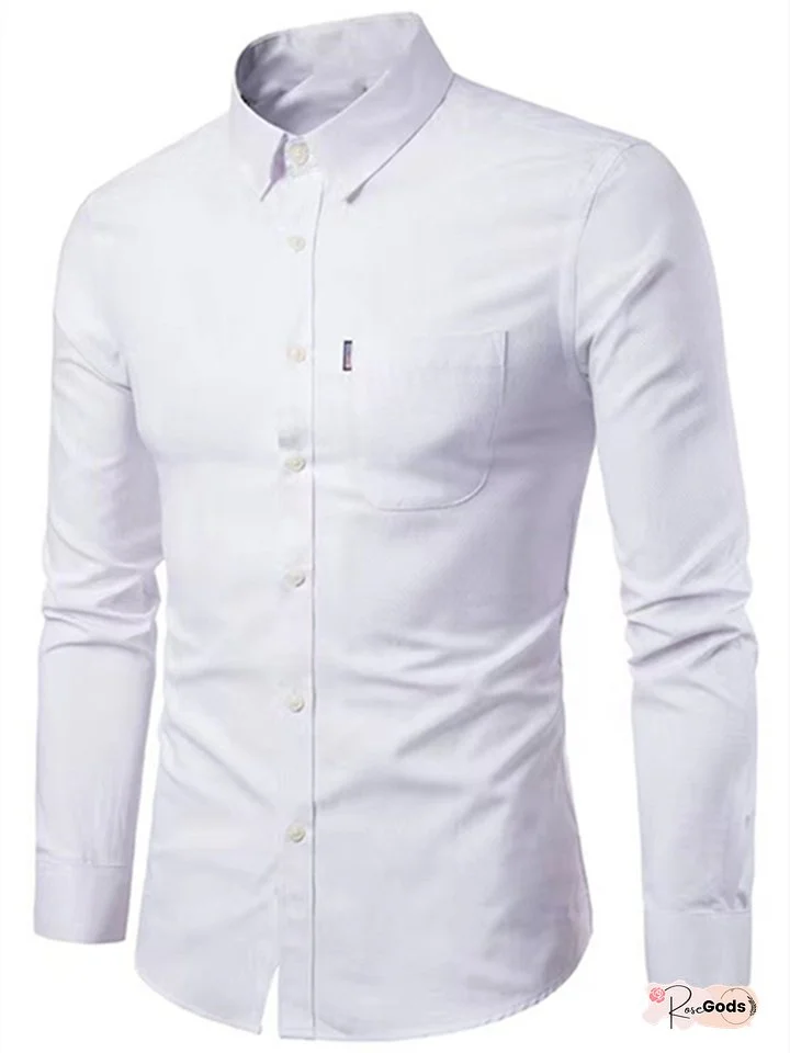 Oxford Spinning Long-sleeved Shirt Men's Shirt Non-iron Slim Solid Color Casual Men's Clothing