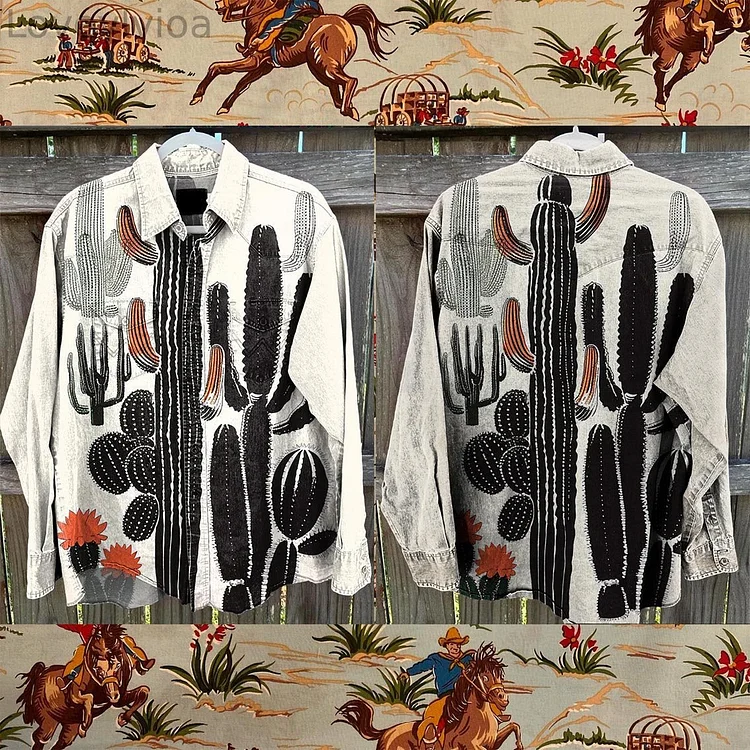Cactus Vintage Print Casual Shirt