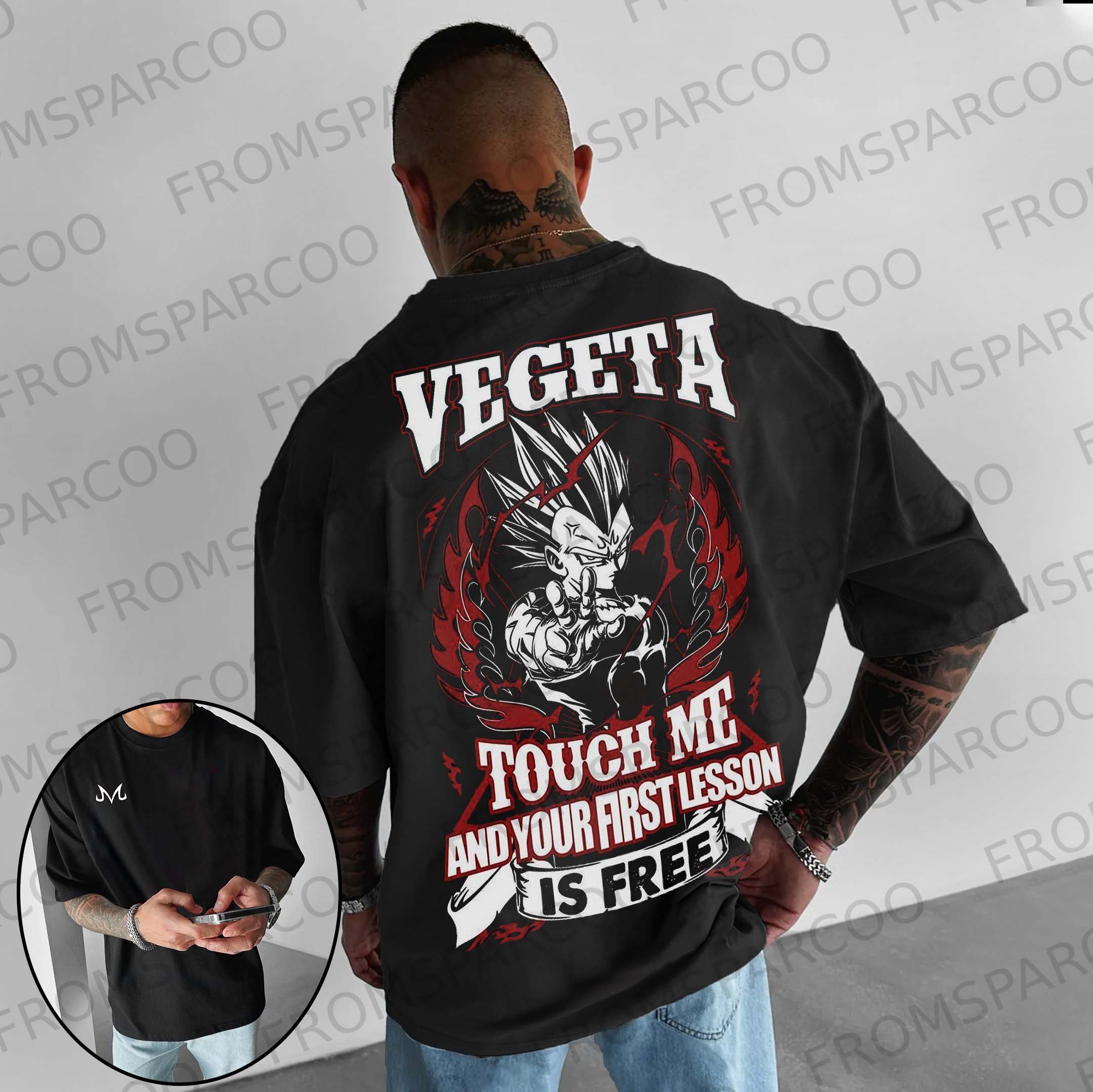 Unisex Oversized Majin Vegeta Anime Print T-shirt