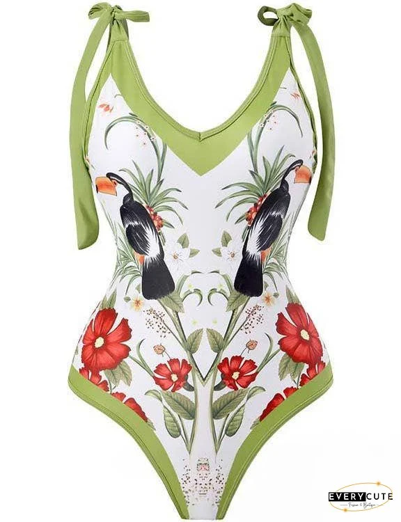 Ladies Strape Shoulder Print One Piece Swimwear SKSW40080T