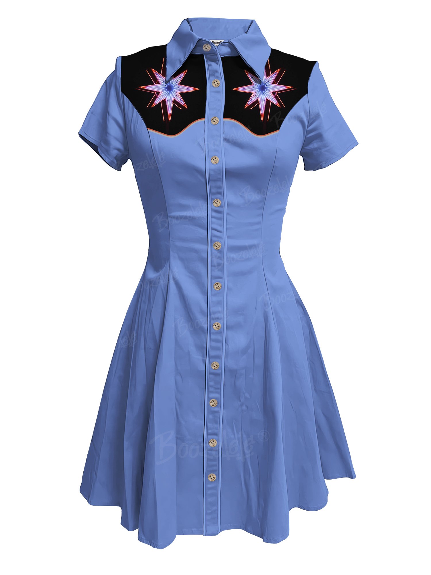 Retro Western Stars - 100% Cotton Dress