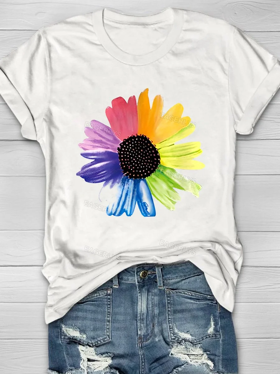 Eagerlys Sunflower Femal Short Sleeve T-shirt Eagerlys