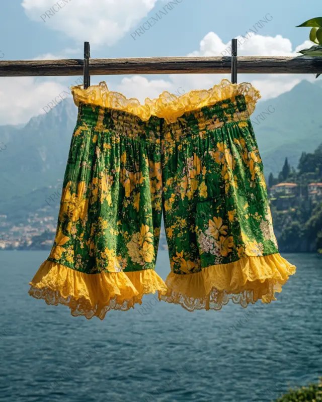 Summer Vacation Ruffle Lace Chiffon Contrast Shorts 2999
