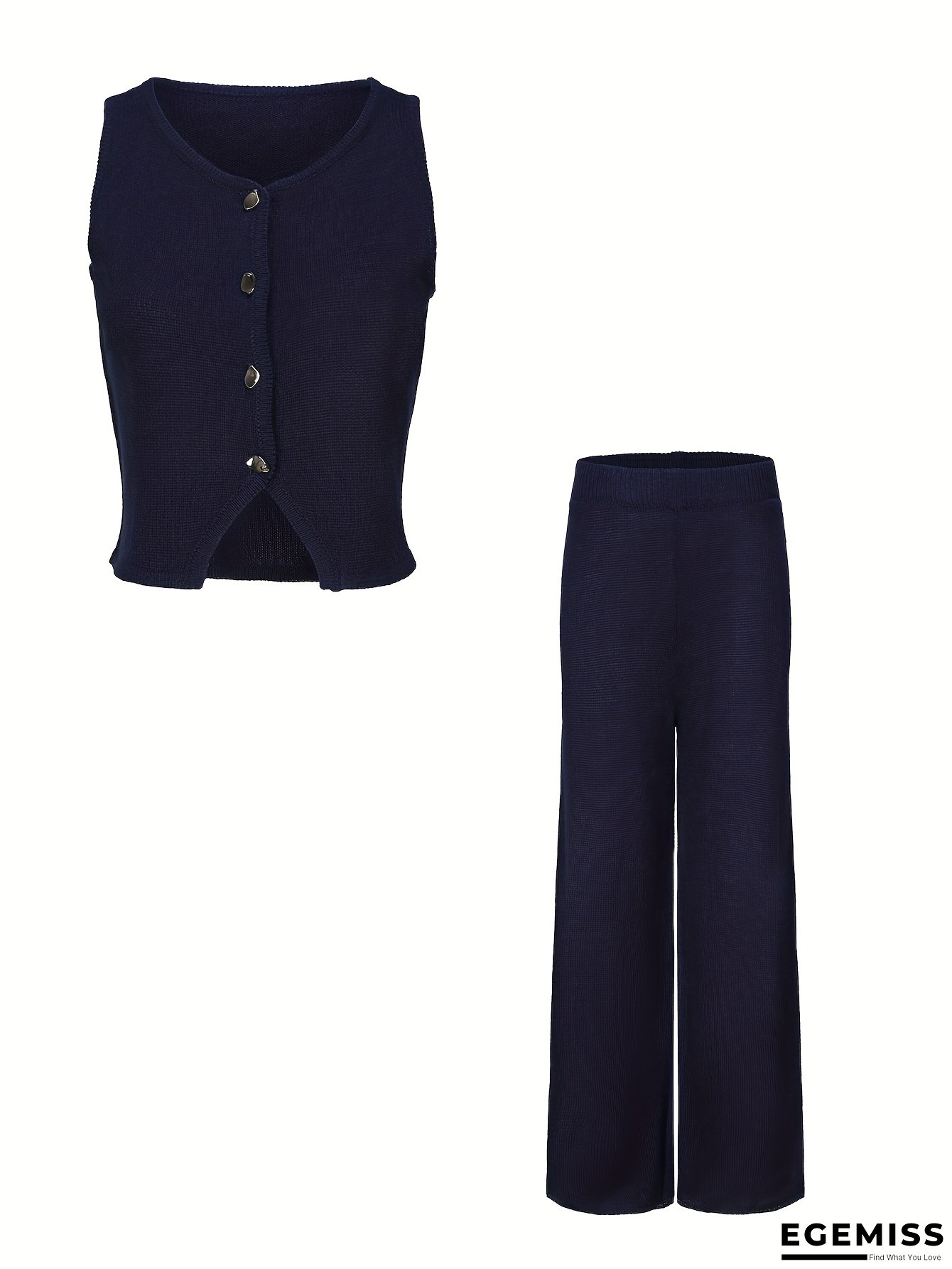 Autumn and Winter Set for Women: Elegant Long-Sleeve Cardigan, Versatile Sweater Top with Fabric Pants - Stylish V-Neck Two-Piece Outfit | EGEMISS