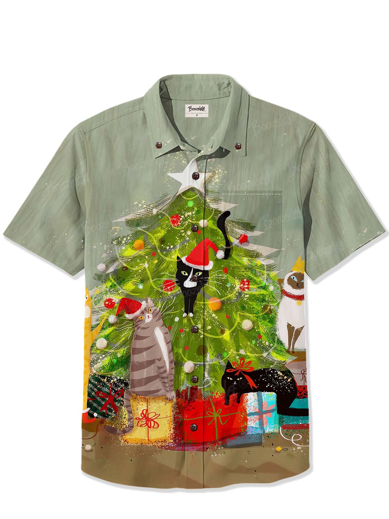 Christmas Tree And Cat  - 100% Cotton Shirt