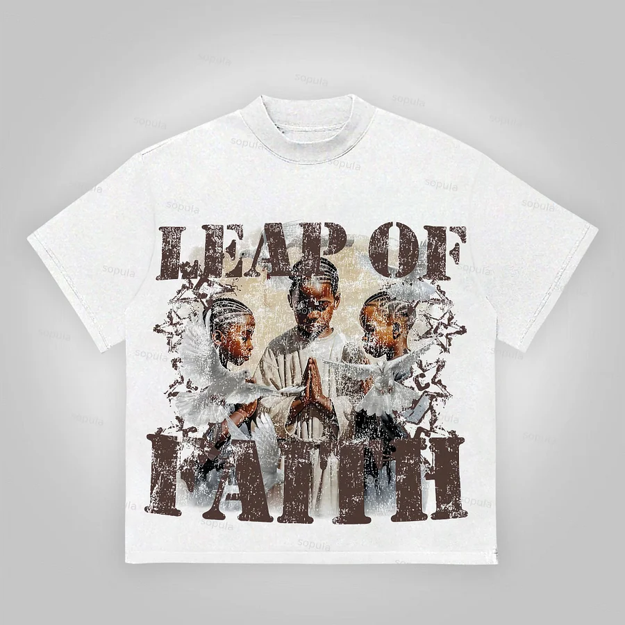 Sopula Vintage Leap Of Faith Graphic 100% Cotton T-Shirt