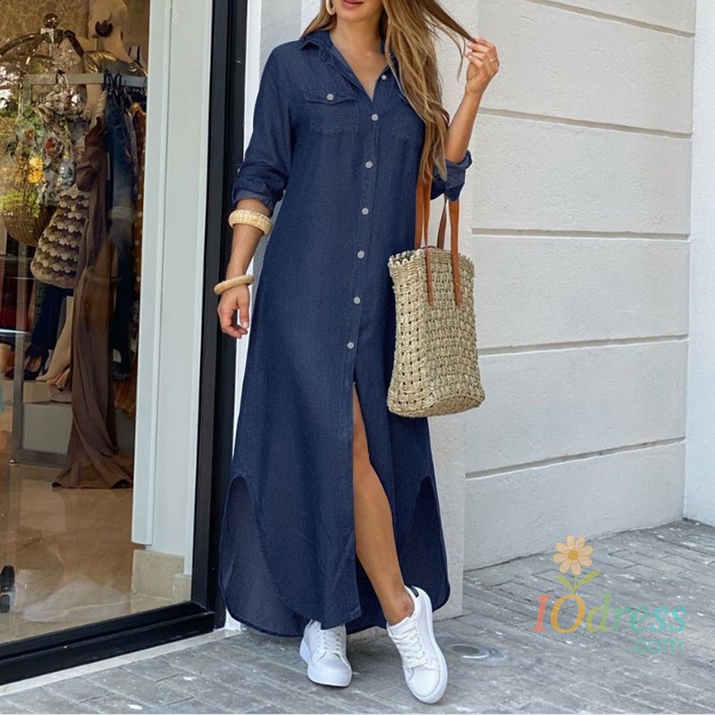 IO Dress Autumn Elegant Women Maxi Shirt Dresses 2023 choice Vintage Ladies Long Sleeve Vestidos Casual Plaid Robe Longue