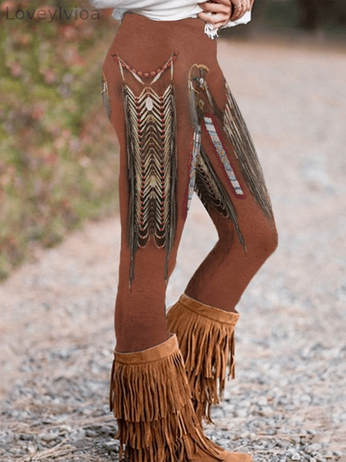 Western Print Skinny Stretch Leggings