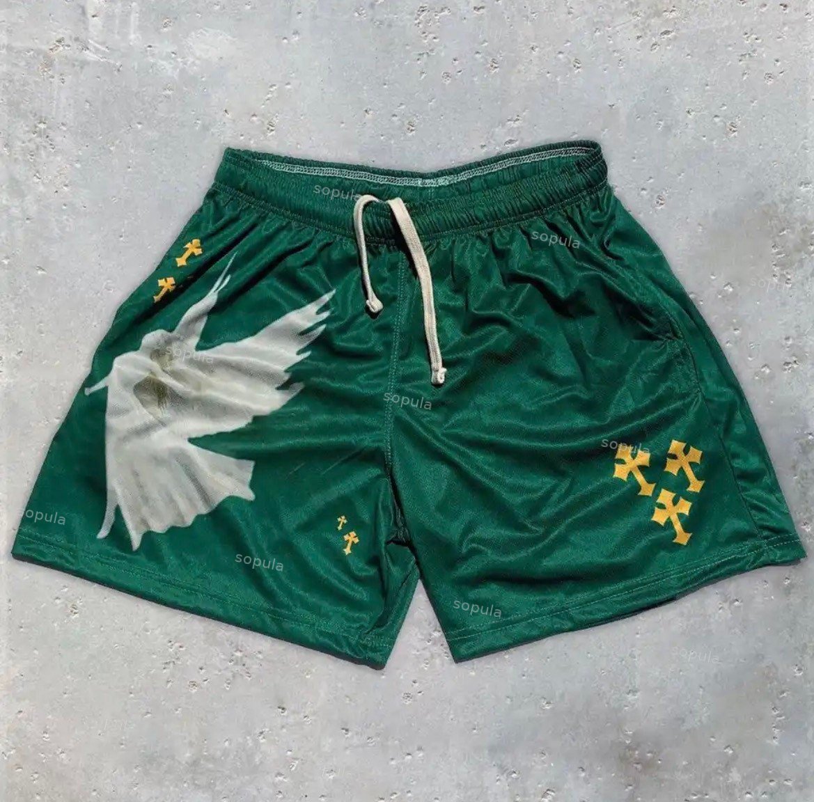 Sopula Casual Angel Faith Print Mesh Shorts